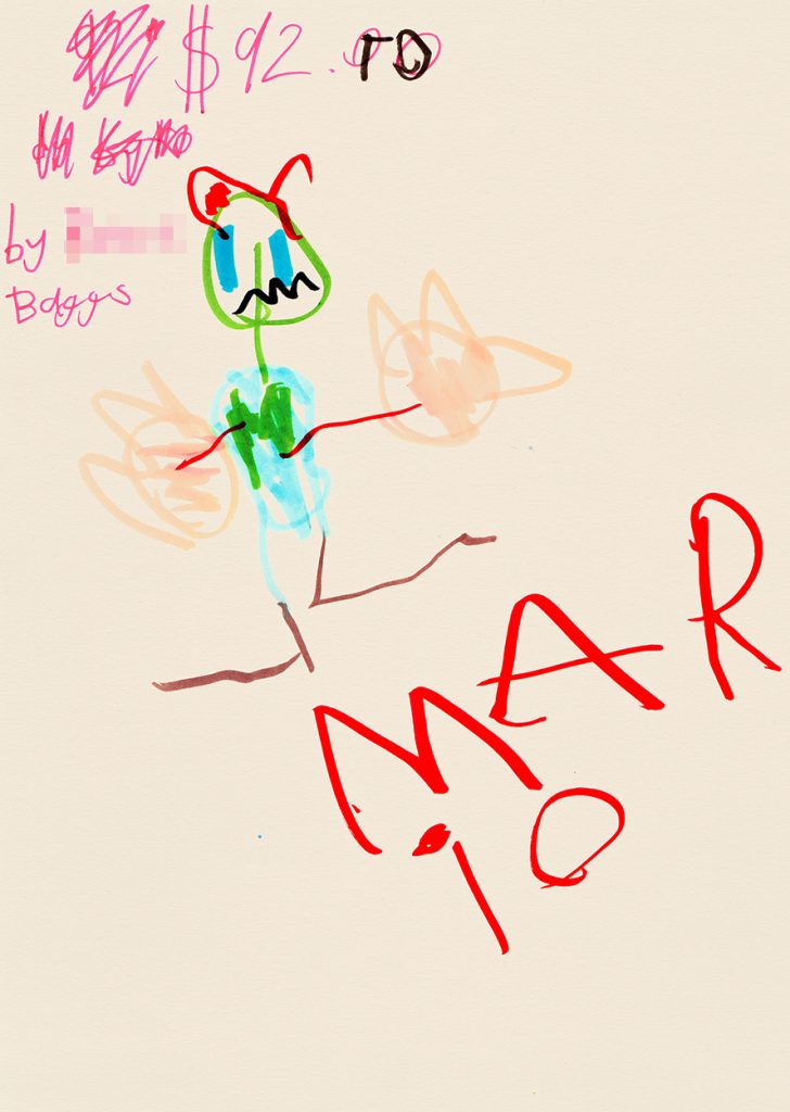 Child's drawing of Super Mario for the price of $92.