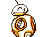 Child’s drawing of the round Star Wars droid BB-8.